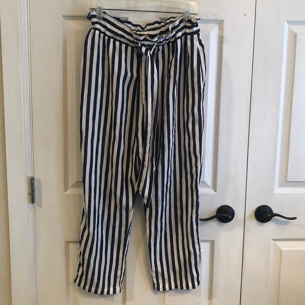 Zara Basic Striped Pants Size Large